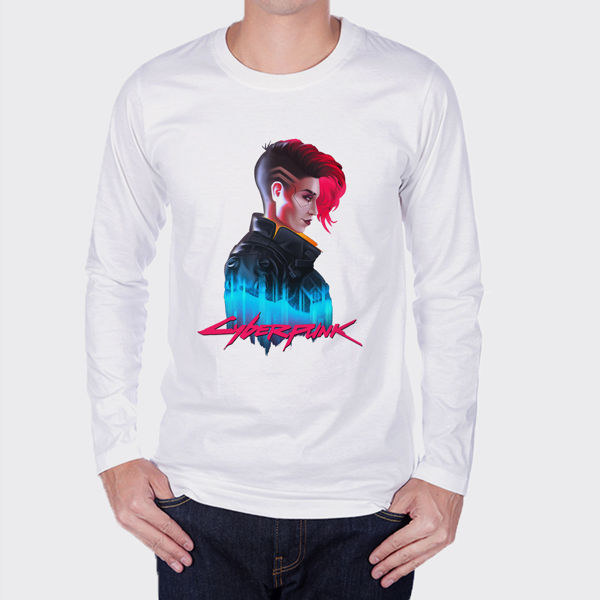 Picture of cyberpunk girl T-Shirt -male long sleeves